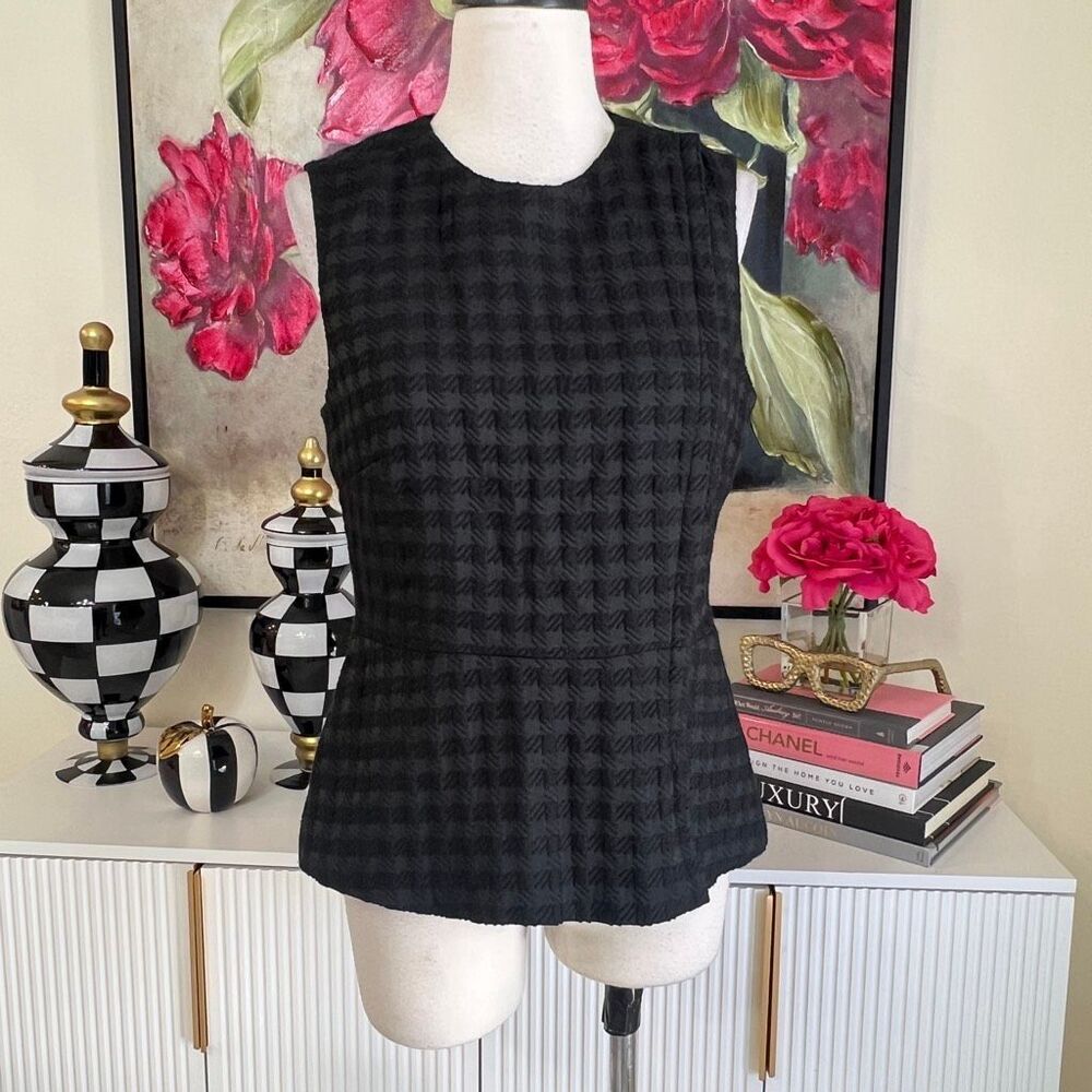 Theory Women's Wool Blend Sleeveless Kuvana County Peplum Top Black Medium NWT